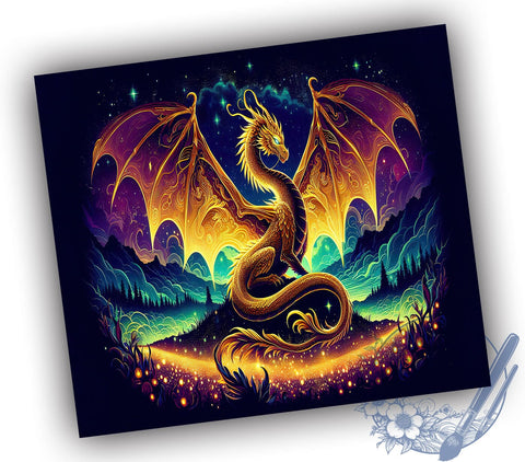 Dragon 20oz Skinny Tumbler PNG, Mystical Dragon Tumbler Sublimation Wrap, Straight & Tapered Tumbler Wrap, Instant Digital Download Sublimation ToriDesigns 