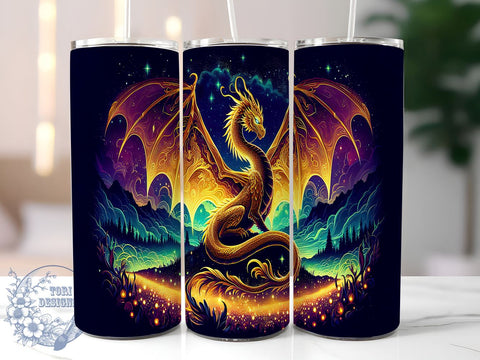 Dragon 20oz Skinny Tumbler PNG, Mystical Dragon Tumbler Sublimation Wrap, Straight & Tapered Tumbler Wrap, Instant Digital Download Sublimation ToriDesigns 