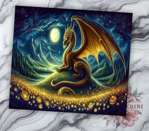 Dragon 20oz Tumbler Wrap PNG, Mystical Dragon Tumbler PNG Sublimation Design, Straight & Tapered Tumbler Wrap, Instant Digital Download Sublimation Li Zamperini 