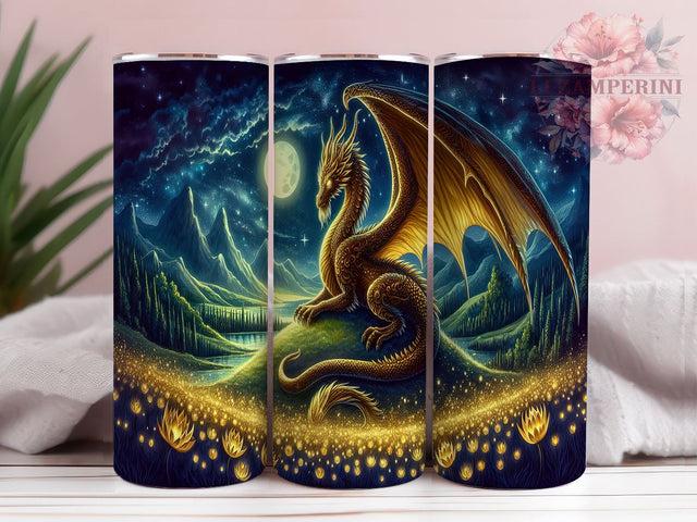 Dragon 20oz Tumbler Wrap PNG, Mystical Dragon Tumbler PNG Sublimation Design, Straight & Tapered Tumbler Wrap, Instant Digital Download Sublimation Li Zamperini 