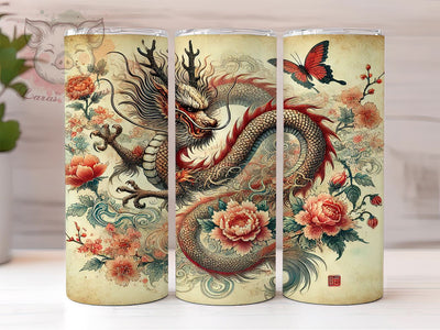 Dragon Asian Mythical Creature 20oz Tumbler Wrap, Fantasy Art, Dragon Lover Gift, Sublimation Design, Mythical Tumbler Sublimation Lara' s Designs 