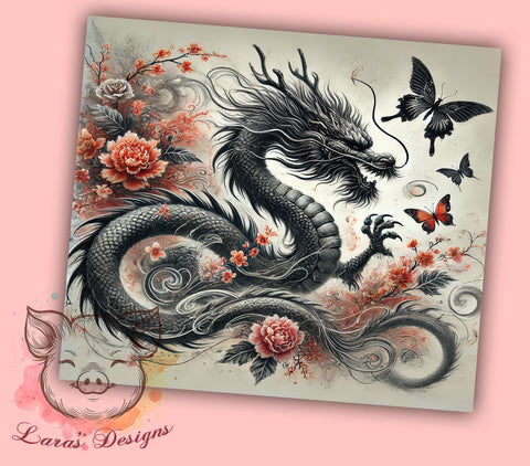Dragon Asian Mythical Creature 20oz Tumbler Wrap, Fantasy Art, Dragon Lover Gift, Sublimation Design, Mythical Tumbler Sublimation Lara' s Designs 