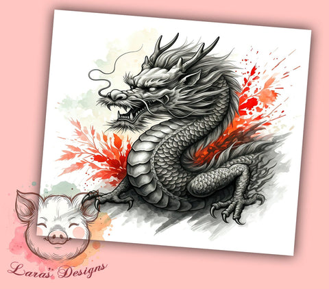 Dragon Asian Mythical Creature 20oz Tumbler Wrap, Fantasy Art, Dragon Lover Gift, Sublimation Design, Mythical Tumbler Sublimation Lara' s Designs 