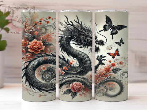Dragon Asian Mythical Creature 20oz Tumbler Wrap, Fantasy Art, Dragon Lover Gift, Sublimation Design, Mythical Tumbler Sublimation Lara' s Designs 