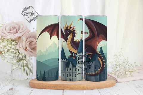 Dragon Castle Fantasy 20oz Tumbler Wrap Sublimation sassyprint 