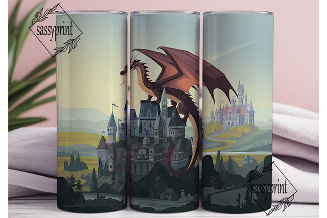 Dragon Castle Fantasy 20oz Tumbler Wrap Sublimation sassyprint 