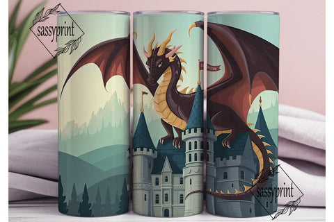 Dragon Castle Fantasy 20oz Tumbler Wrap Sublimation sassyprint 