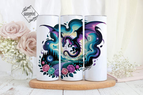Dragon, Castle & Roses 20oz Tumbler Wrap Sublimation sassyprint 