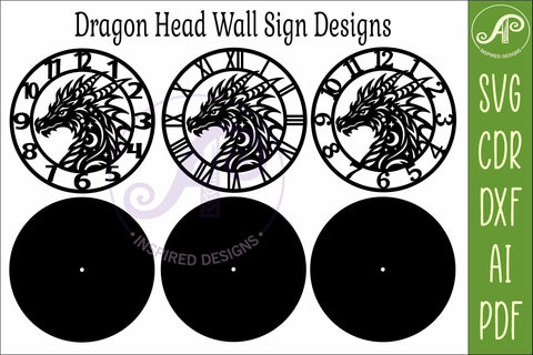 Dragon Clock Laser Cut File, Fantasy Dragon Wall Clock SVG SVG APInspireddesigns 