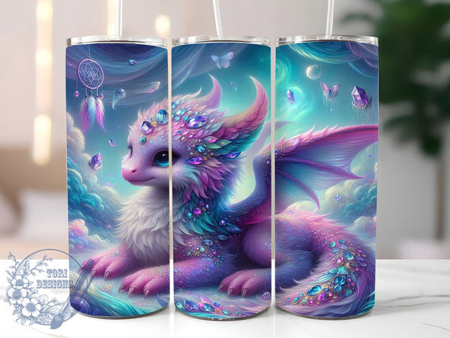 Dragon Dreamcatcher Fantasy Tumbler Wrap, 20oz Tumbler Wrap, Sublimation Design, Fantasy Tumbler Art, Mythical Decor Tumbler, Dreamcatcher PNG, Digital Tumbler Wrap Sublimation ToriDesigns 