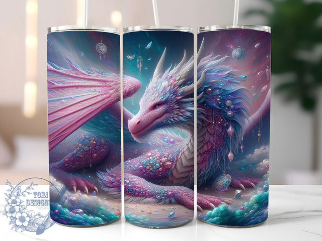 Dragon Dreamcatcher Fantasy Tumbler Wrap, 20oz Tumbler Wrap, Sublimation Design, Fantasy Tumbler Art, Mythical Decor Tumbler, Dreamcatcher PNG, Digital Tumbler Wrap Sublimation ToriDesigns 