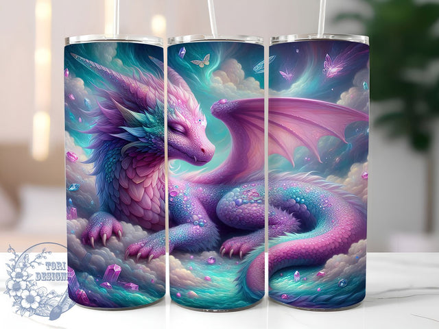 Dragon Dreamcatcher Fantasy Tumbler Wrap, 20oz Tumbler Wrap, Sublimation Design, Fantasy Tumbler Art, Mythical Decor Tumbler, Dreamcatcher PNG, Digital Tumbler Wrap Sublimation ToriDesigns 