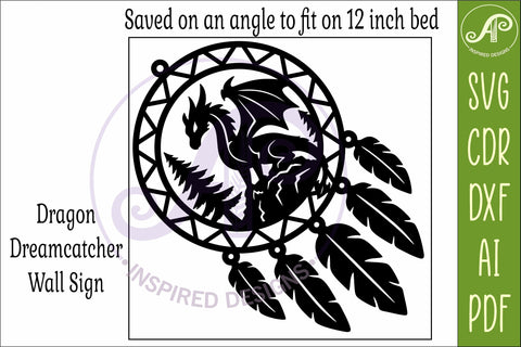 Dragon Dreamcatcher Laser Cut File, Fantasy Wall Art SVG APInspireddesigns 