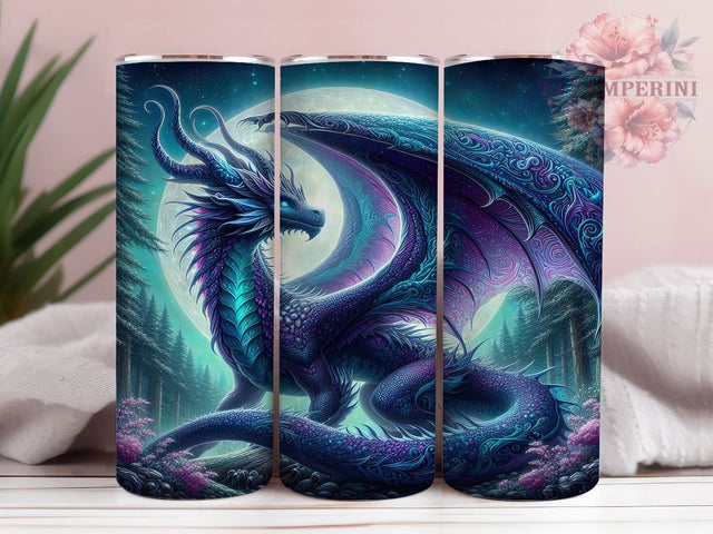 Dragon Fantasy Forest Magical 20oz Tumbler, Fantasy Tumbler, Forest Tumbler, Mythical Creature Tumbler, Nature Tumbler, 20oz Sublimation Wrap, Magical Tumbler Sublimation Li Zamperini 