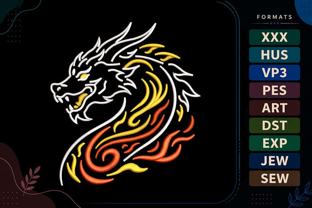 Dragon Flame Fantasy Embroidery Design Embroidery/Applique DESIGNS sg embroidery 