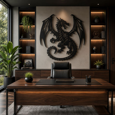 Dragon Laser SVG | Dragon Metal Wall Art DXF Cut File | Plasma CNC Laser Cut Files | Fantasy Dragon Silhouette | Steel Wall Decor SVG HappyDesignStudio 