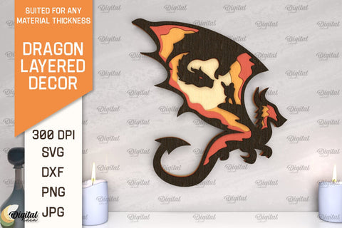 Dragon Layered Decor Laser Cut Bundle. Multilayer Decor SVG SVG Evgenyia Guschina 