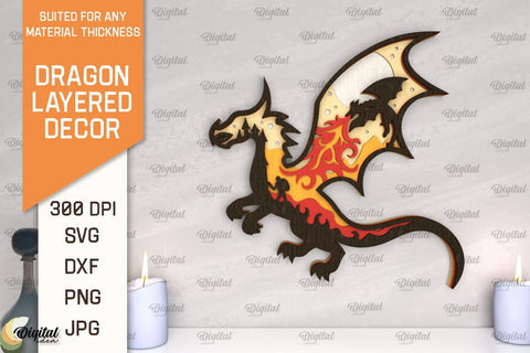 Dragon Layered Decor Laser Cut Bundle. Multilayer Decor SVG SVG Evgenyia Guschina 