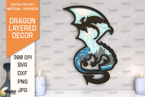 Dragon Layered Decor Laser Cut Bundle. Multilayer Decor SVG SVG Evgenyia Guschina 