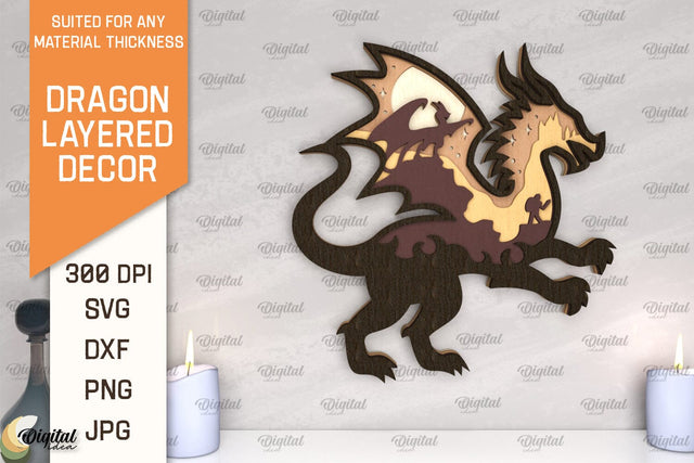 Dragon Layered Decor Laser Cut. Multilayer Dragon Decor SVG SVG Evgenyia Guschina 