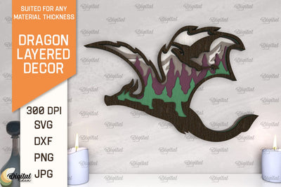 Dragon Layered Decor Laser Cut. Multilayer Dragon Decor SVG SVG Evgenyia Guschina 