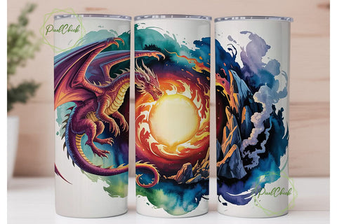 Dragon Magic Fantasy 20oz Tumbler Wrap Sublimation PixelChick 