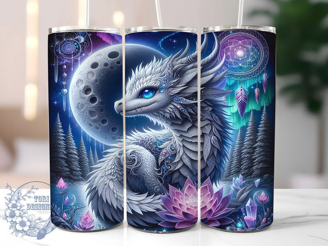 Dragon Moon Dreamcatcher Tumbler, Dreamcatcher Wrap, Sublimation Art, 20oz Tumbler, Fantasy Design, Mythical Theme, Night Sky Sublimation ToriDesigns 