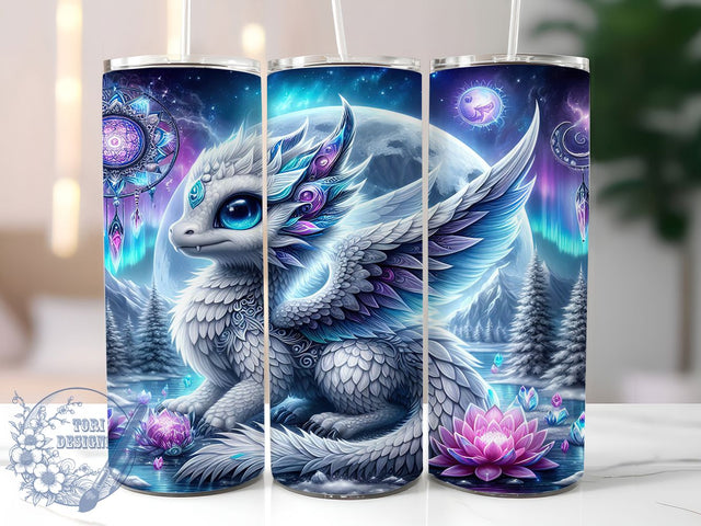 Dragon Moon Dreamcatcher Tumbler, Dreamcatcher Wrap, Sublimation Art, 20oz Tumbler, Fantasy Design, Mythical Theme, Night Sky Sublimation ToriDesigns 