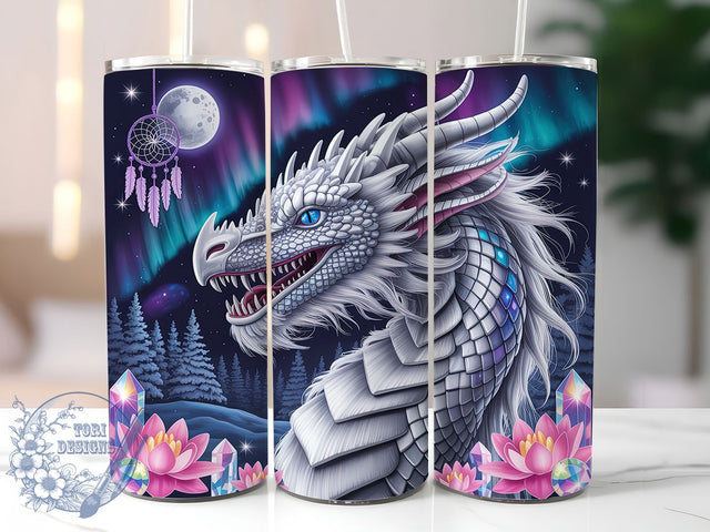 Dragon Moon Dreamcatcher Tumbler, Dreamcatcher Wrap, Sublimation Art, 20oz Tumbler, Fantasy Design, Mythical Theme, Night Sky Sublimation ToriDesigns 