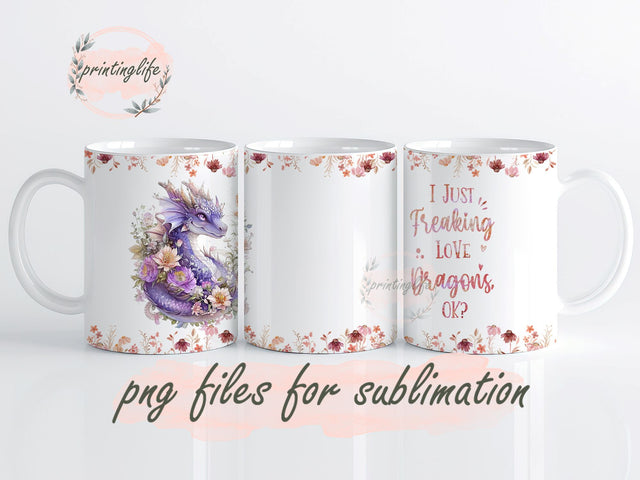 Dragon Mug Gifts For Women - Birthday Christmas Gifts For Dragon Lovers - Dragon Mug Wrap PNG Sublimation PrintingLife 