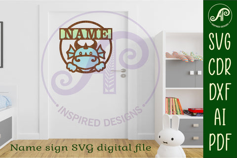 Dragon name sign svg laser cut template SVG APInspireddesigns 
