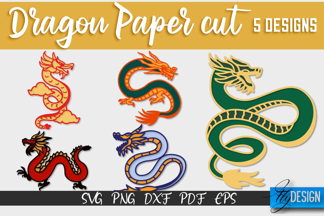 Dragon Paper Cut | Paper Cut SVG | Paper Craft SVG Design SVG Fly Design 