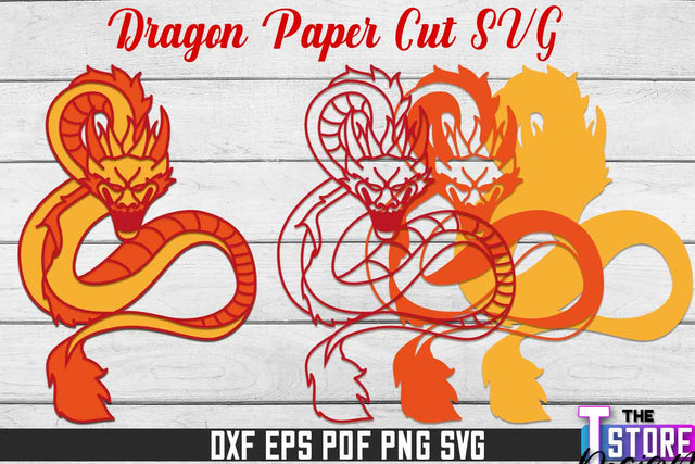 Dragon Paper Cut | Paper Cut SVG | Paper Craft SVG Design SVG The T Store Design 