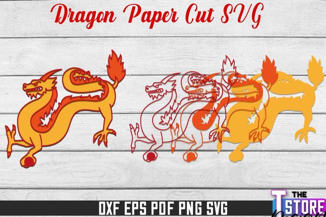 Dragon Paper Cut | Paper Cut SVG | Paper Craft SVG Design SVG The T Store Design 