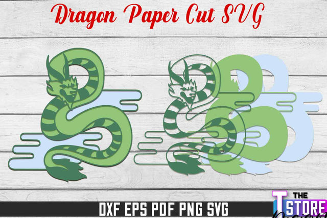 Dragon Paper Cut | Paper Cut SVG | Paper Craft SVG Design SVG The T Store Design 
