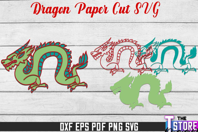 Dragon Paper Cut | Paper Cut SVG | Paper Craft SVG Design SVG The T Store Design 