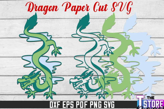 Dragon Paper Cut | Paper Cut SVG | Paper Craft SVG Design SVG The T Store Design 