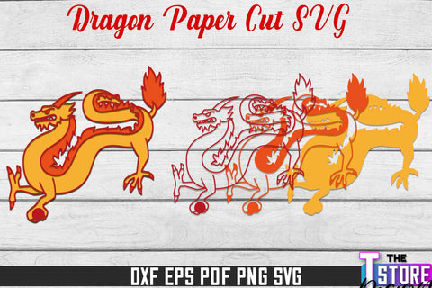 Dragon Paper Cut | Papercut Dragons | Fantasy Paper Cut Design | CNC Files SVG The T Store Design 