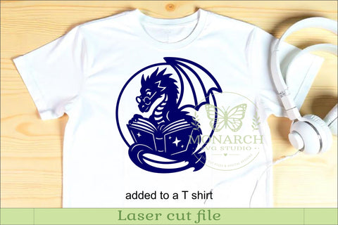 Dragon Reading Book Wall Art SVG, Fantasy Dragon Library SVG APInspireddesigns 