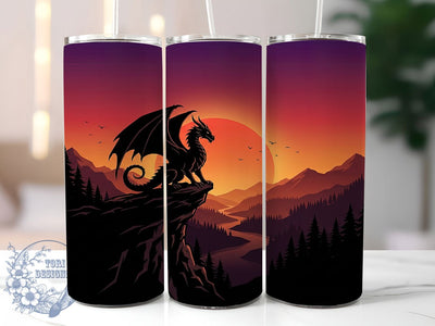 Dragon Sunset 20oz Tumbler, Dragon Sunset, Sunset Dragon, Dragon Tumbler, Sunset Tumbler, Dragon Tumbler PNG, Sunset Dragon PNG, Dragon Sunset PNG Sublimation ToriDesigns 