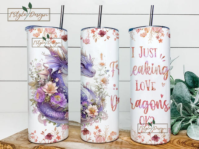 Dragon Tumbler Cup Gifts For Women - Birthday Christmas Gifts For Dragon Lovers - Dragon Skinny Tumbler Wrap, 20oz Tumbler Sublimation Design Sublimation iStyleDesign 