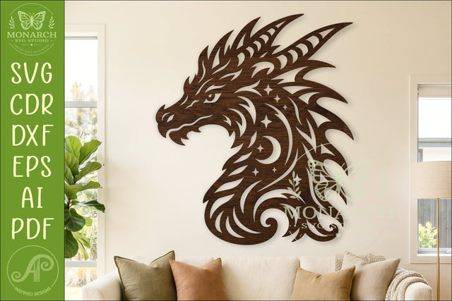 Dragon Wall Art SVG, Celestial Dragon Laser Cut File SVG APInspireddesigns 