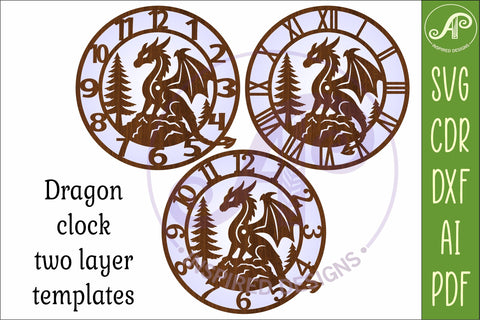 Dragon Wall Clock SVG for Laser Cutting, Fantasy SVG APInspireddesigns 