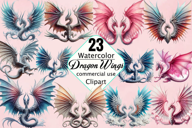 Dragon Wings Clipart PNG Bundle Sublimation SVGArt 