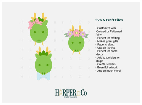 Dragon with Bows and Flowers SVG PNG Cut EPS File SVG HarperNCo 
