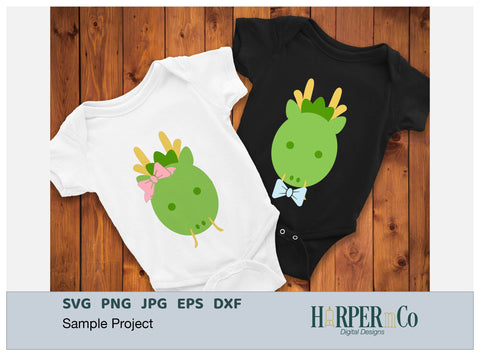 Dragon with Bows and Flowers SVG PNG Cut EPS File SVG HarperNCo 