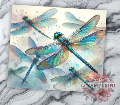 Dragonflies 20oz Tumbler Wrap PNG, Dragonfly Tumbler PNG Sublimation Design, Straight & Tapered Tumbler Wrap, Instant Digital Download Sublimation Li Zamperini 