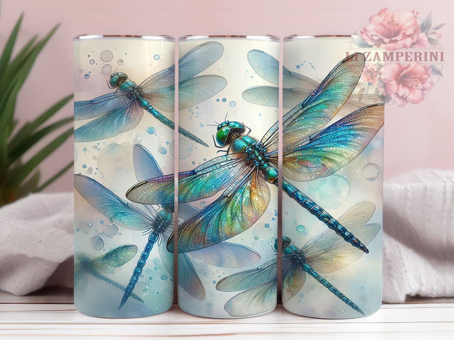 Dragonflies 20oz Tumbler Wrap PNG, Dragonfly Tumbler PNG Sublimation Design, Straight & Tapered Tumbler Wrap, Instant Digital Download Sublimation Li Zamperini 