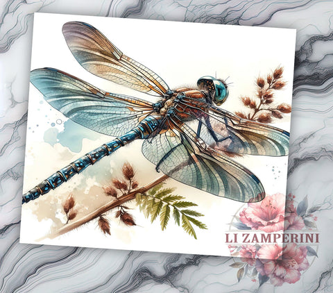 Dragonflies 20oz Tumbler Wrap PNG, Dragonfly Tumbler PNG Sublimation Design, Straight & Tapered Tumbler Wrap, Instant Digital Download Sublimation Li Zamperini 