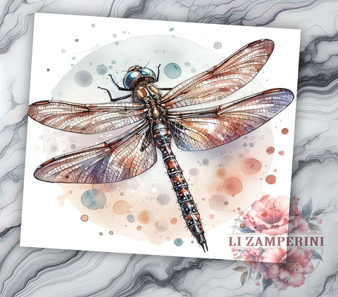 Dragonflies 20oz Tumbler Wrap PNG, Dragonfly Tumbler PNG Sublimation Design, Straight & Tapered Tumbler Wrap, Instant Digital Download Sublimation Li Zamperini 